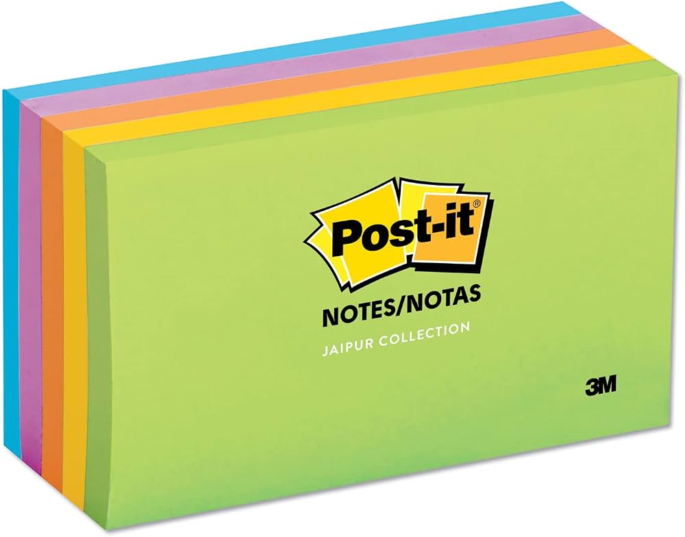 3M 655-5UC 3×5 Ultra Color Post-it pads pack of five