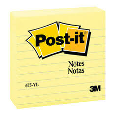 3M 675YL 4×4 ruled Post-it notes