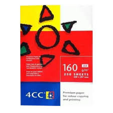 4CC A4 160GSM paper pack with 250 sheets