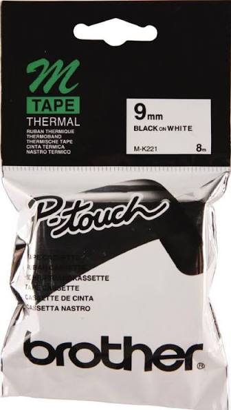 Brother MK-221 9mm black on white labelling tape