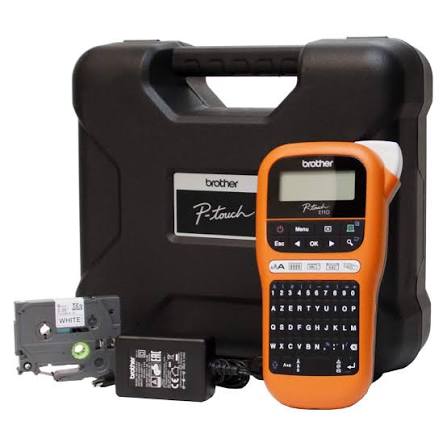 Brother PT-E110VP industrial label machine with Arabic English keypad