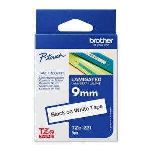 Brother TZ-221 9mm black on white labelling tape
