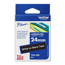 Brother TZ-355 24mm white on black labelling tape