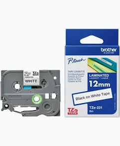 Brother TZe-231 12mm black on white labelling tape