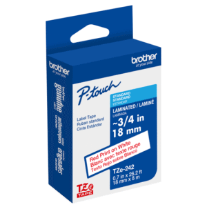 Brother TZe-242 18mm red on white labelling tape