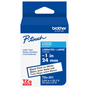 Brother TZe-251 24mm black on white labelling tape
