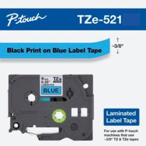 Brother TZe-521 9mm black on blue labelling tape