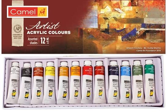 Camel acrylic colours 9ml set of 12 shades