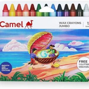 Camel Jumbo Wax Crayons in 12 shades plus 1 glitter crayon
