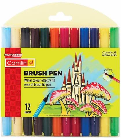 Camlin Brush Pens in 12 assorted shades