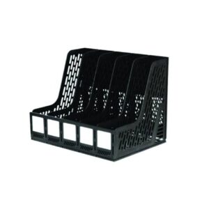 Deli 9838 plastic magazine rack 5 column black gray