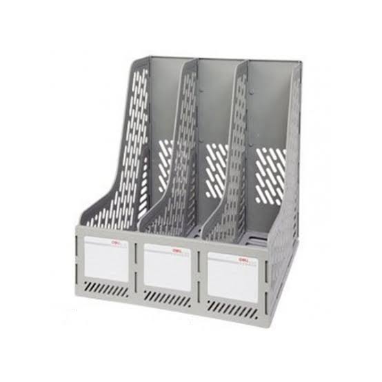 Deli 9845 plastic magazine rack 3 black