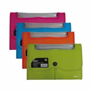 Deli W38127 expanding file with 7 pockets, 6 dividers and clear window